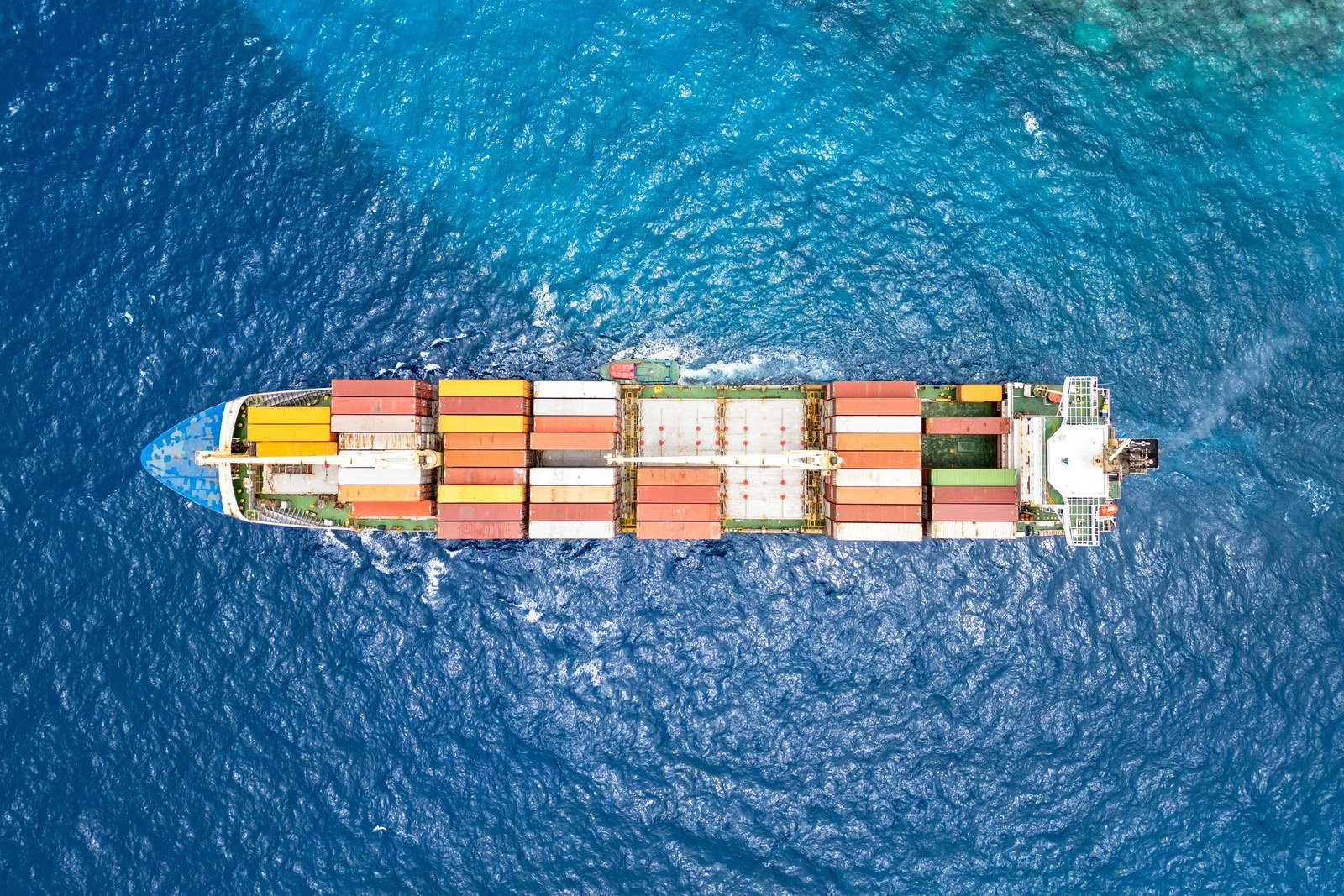 Mixed shipping-line containers at an international port